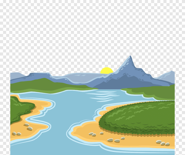 Горы озеро вектор