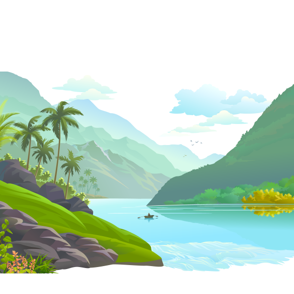 Горы озеро вектор