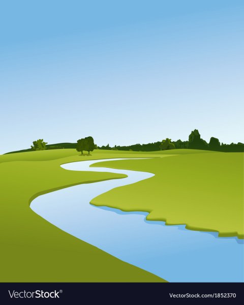 Поле речка вектор