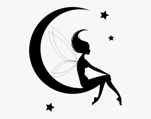 Силуэт девочки на лесяце