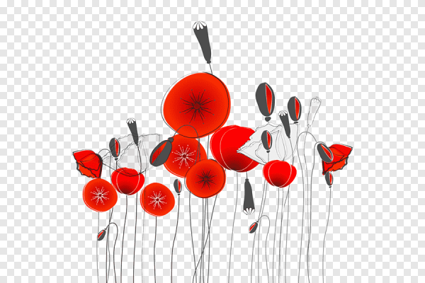 Стилизованные красные цветы