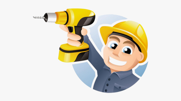 Мультяшный мастер с шуруповертом