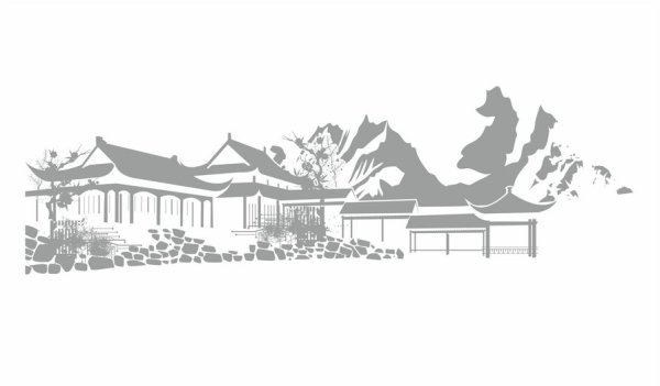 Силуэт японской деревни