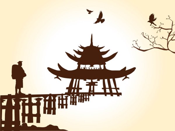 Силуэт китайской пагоды