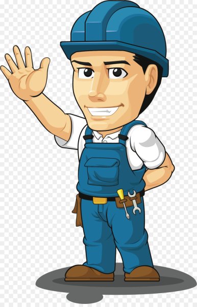 Рабочий в каске мультяшный