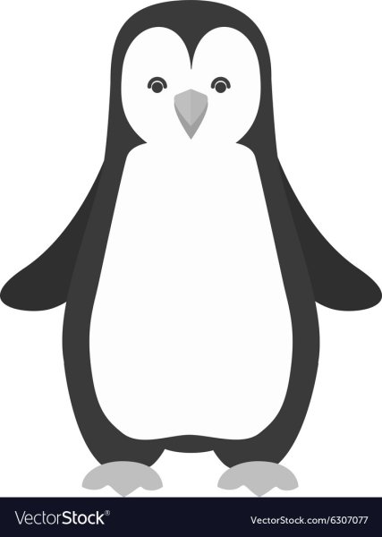 Пингвин вектор черно белый