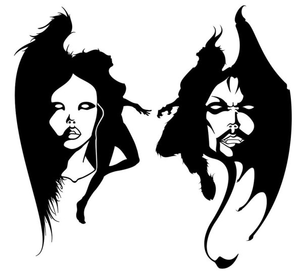 Силуэт ангела и демона