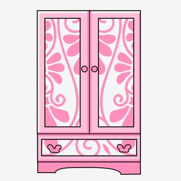 Розовый шкаф нарисованный