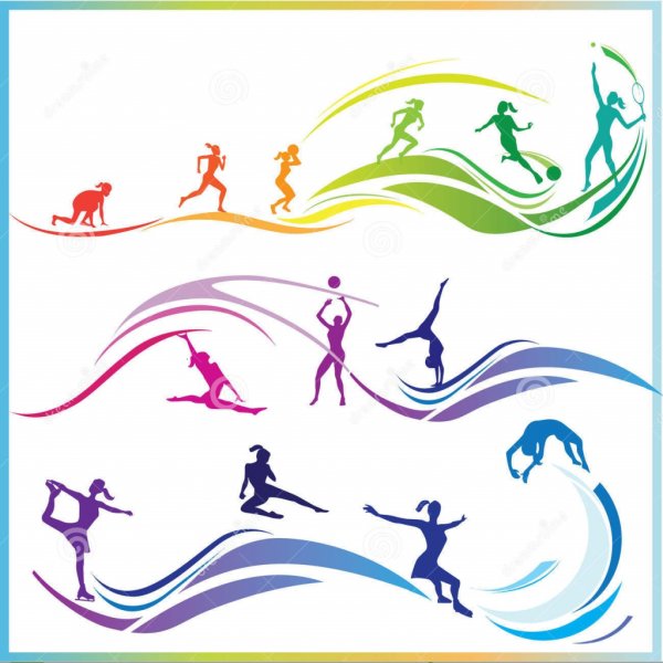 Цветные силуэты спортсменов