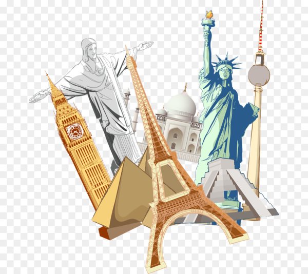 Мировые достопримечательности на прозрачном фоне
