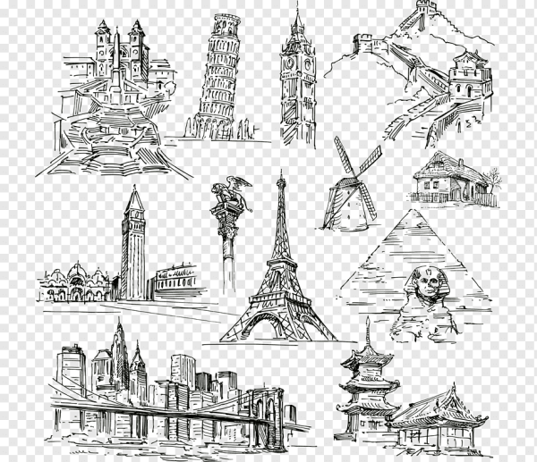 Мировые достопримечательности рисунки