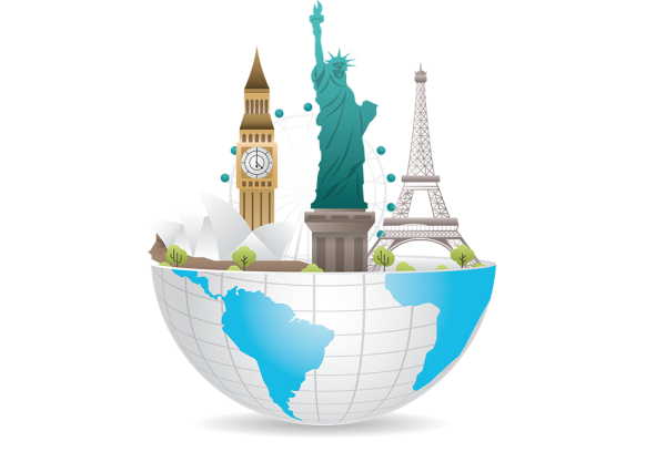 Достопримечательности на белом фоне