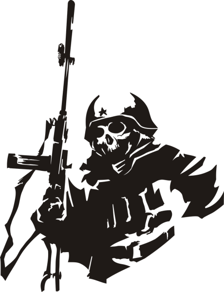 Силуэт солдата с автоматом Калашникова