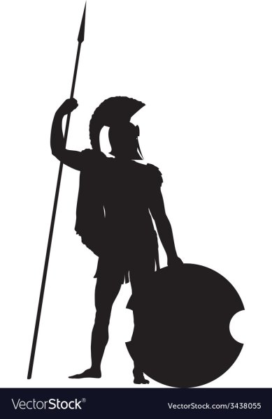 Спартанец с копьем силуэт