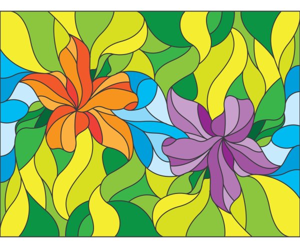 Витраж цветы абстракция