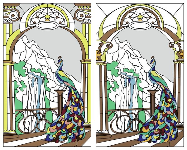 «Павлины и голуби» Жак Грюбер витраж