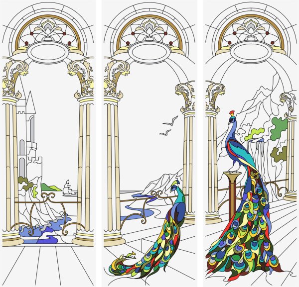 Эскизы витражей для дверей