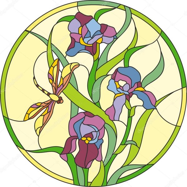 Стилизованные цветы витраж
