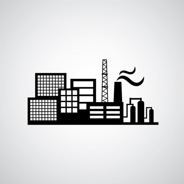 Силуэты промышленных зданий