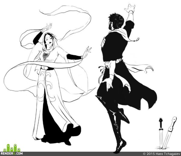 Кавказские танцы силуэт