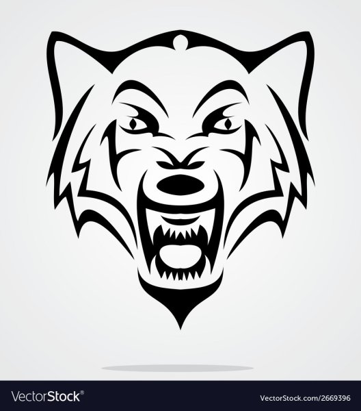 Оскал волка контур