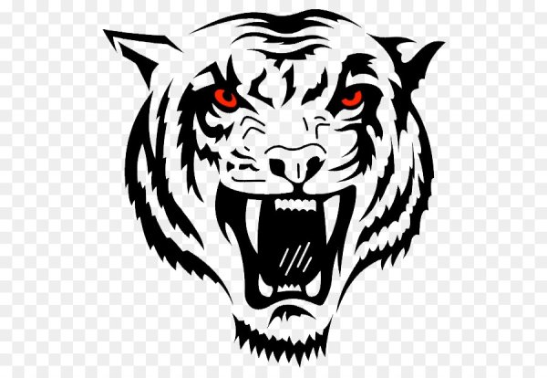 Эскиз головы тигра с оскалом тату