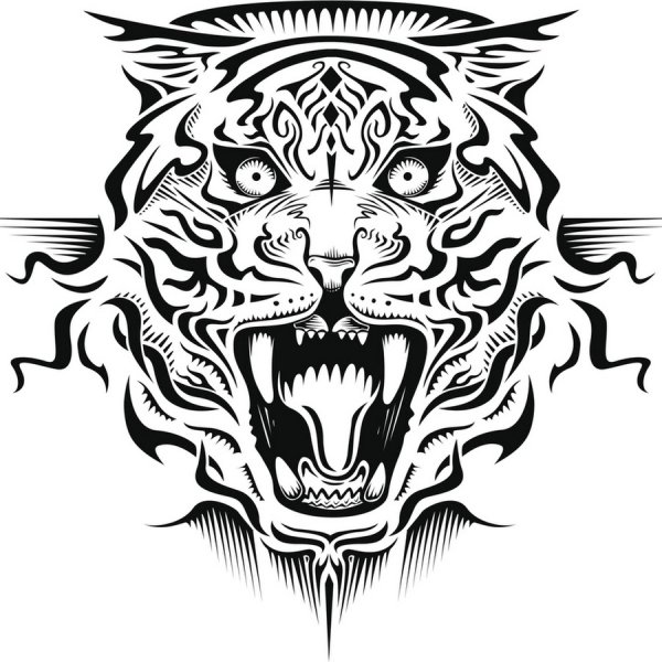 Оскал тигра тату эскиз