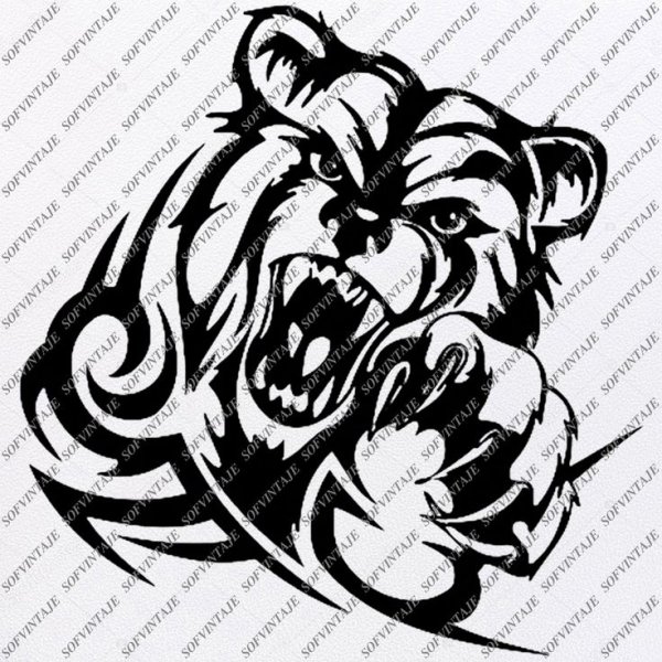 Тату медведь в стиле трайбл