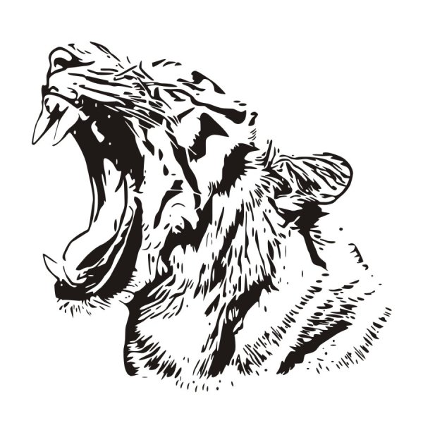 Силуэт рычащего тигра в профиль