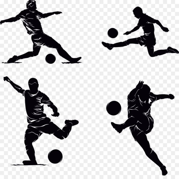 Силуэты спортсменов футболистов