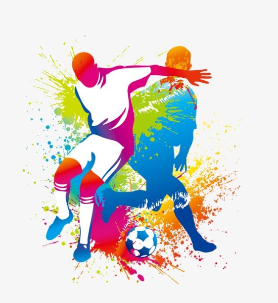 Силуэт футболиста цветной