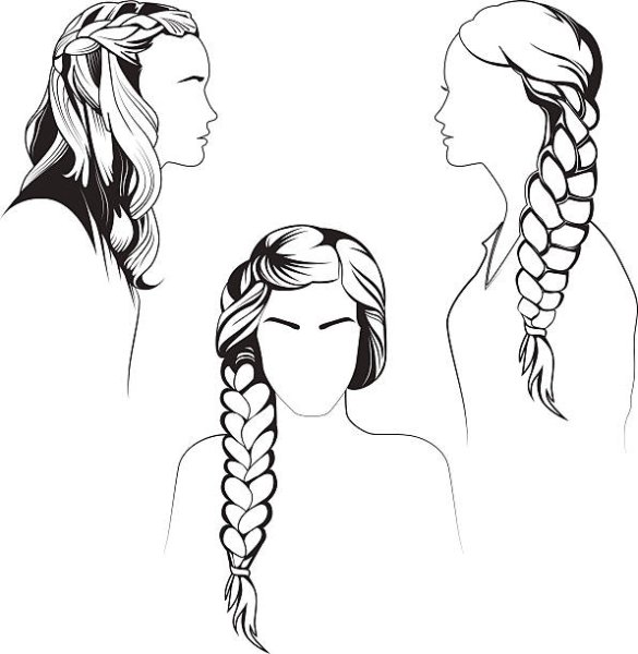 Косички рисунок спереди