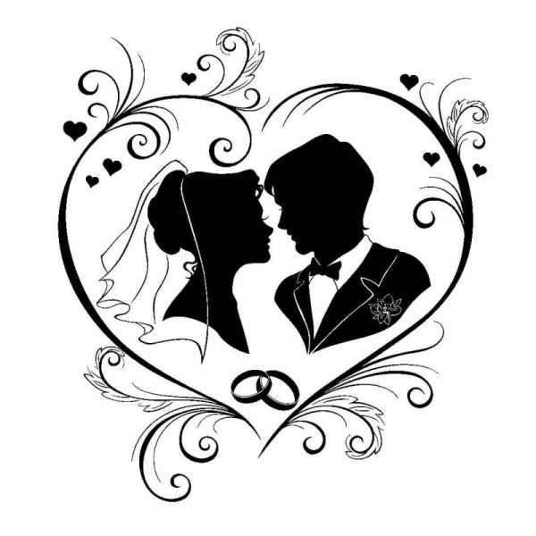 Силуэт молодоженов