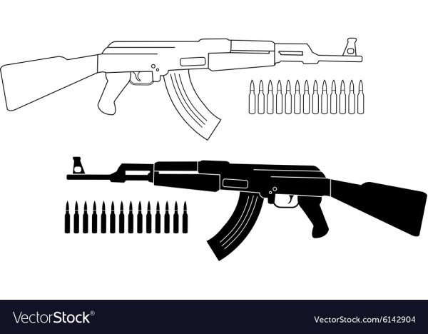 Автомат Калашникова черно белый
