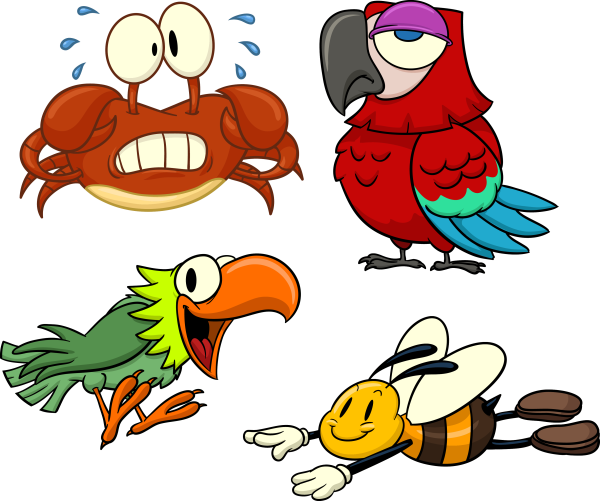 Мультяшные птицы попугаи