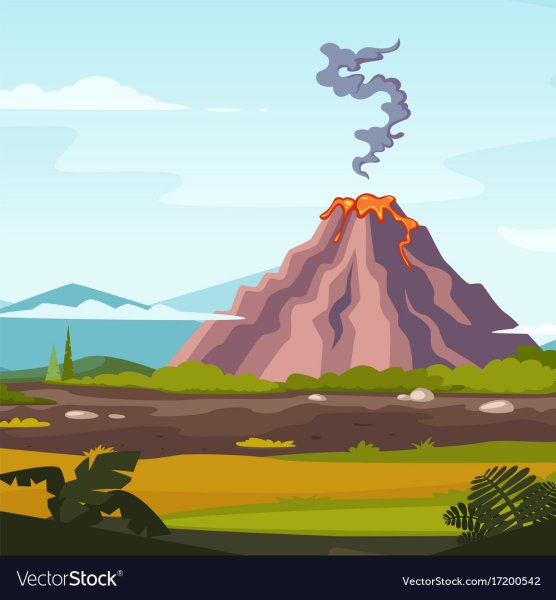 Пейзаж с вулканом детский