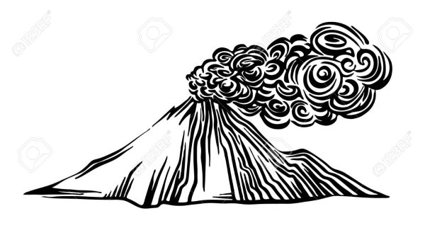Вулкан рисунок чб