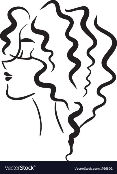 Девушка с кудрями силуэт