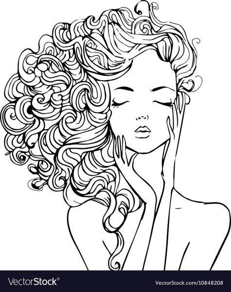 Раскраски девушки с кудрями