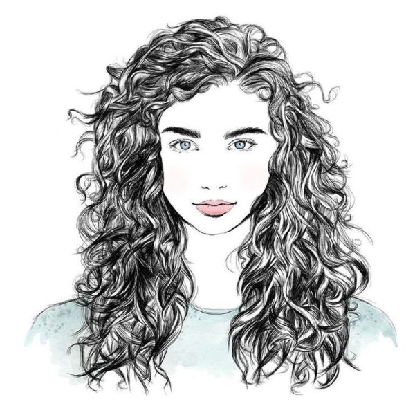 Кудрявые волосы карандашом