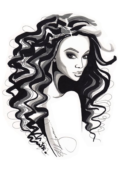 Стилизованный портрет маркерами