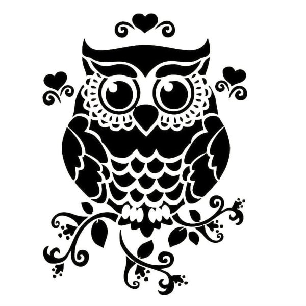 Сова трафарет для тату