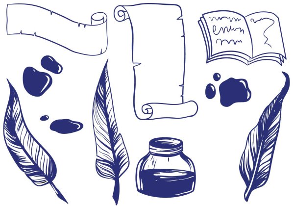 Перо и баночка с чернилами