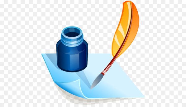 Синий перо и чернильница