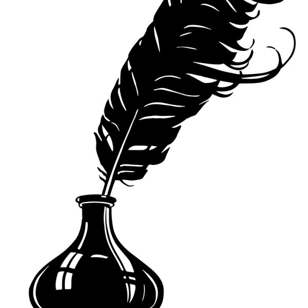 Силуэт пера и чернильницы