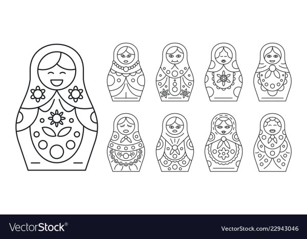 Матрешка вектор контур
