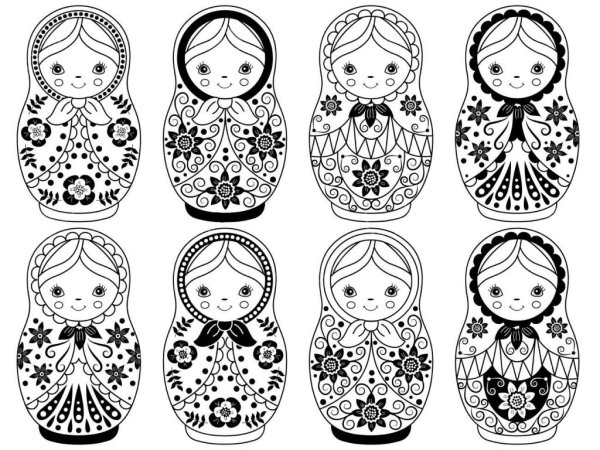 Матрешки для раскрашивания детям