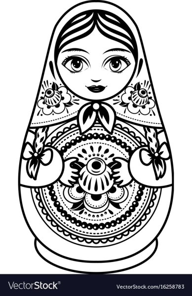 Лицо матрешки чб