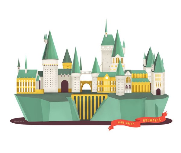 Гарри Поттер замок Хогвартс силуэт