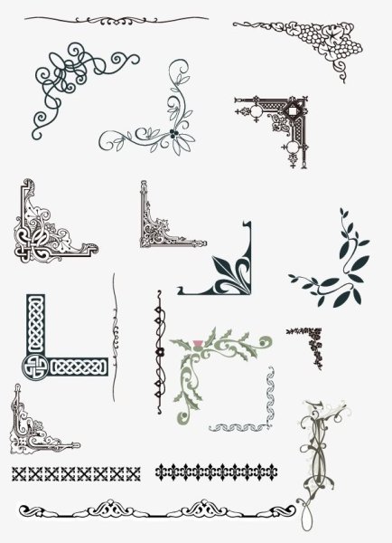 Каллиграфические узоры уголки